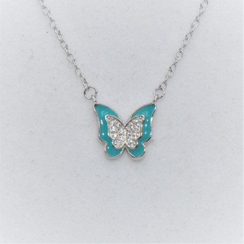 Hand made silver Necklace for children (butterfly)