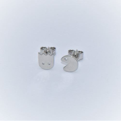 Hand made silver Earrings for children (Pac Man)