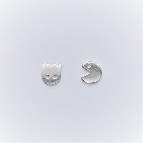 Hand made silver Earrings for children (Pac Man)