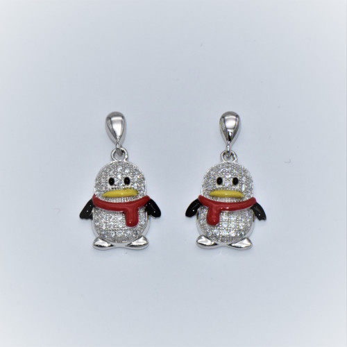 Hand made silver Earrings for children (penguins)