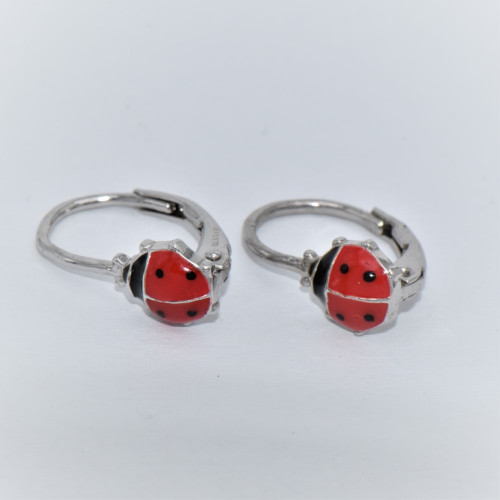 Hand made silver Earrings for children (ladybug)