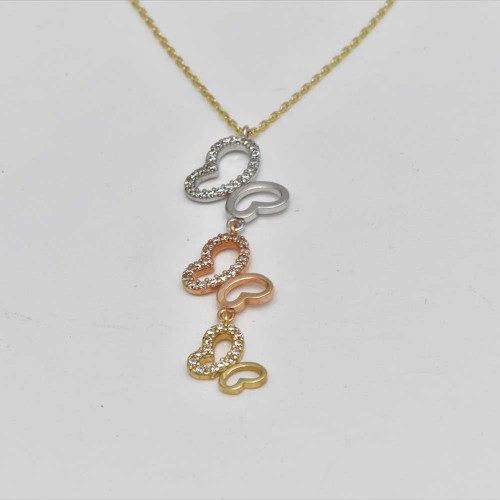  14K gold necklace hearts
