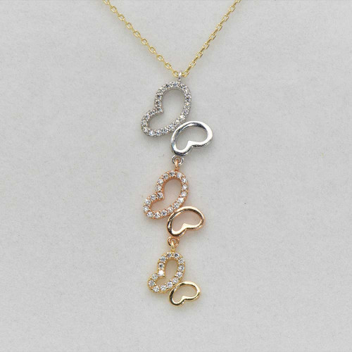  14K gold necklace hearts
