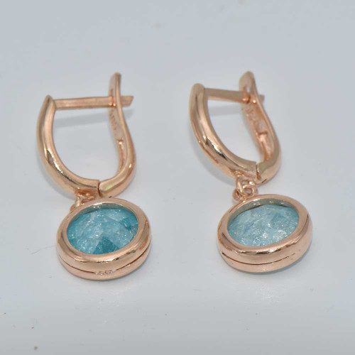 14K red gold earrings with quartz