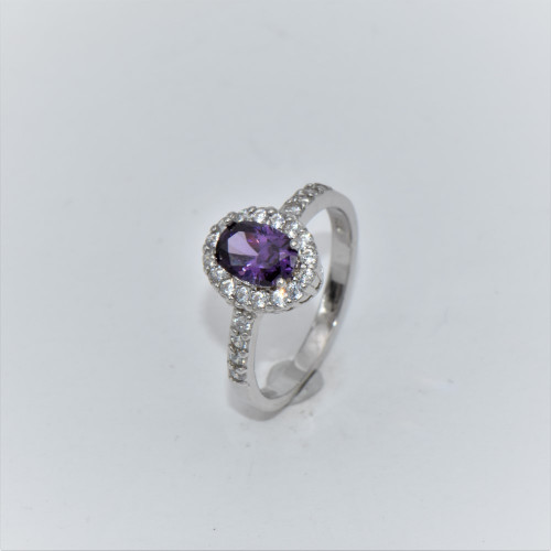  silver ring with zirconia amethyst 