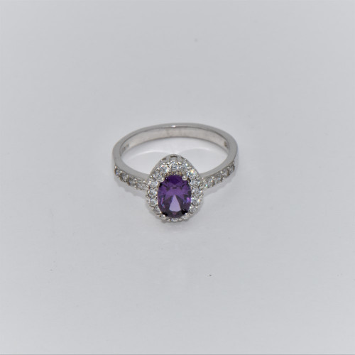  silver ring with zirconia amethyst 