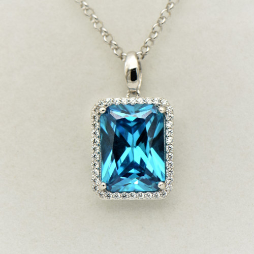 silver pendant with blue topaz rectangle
