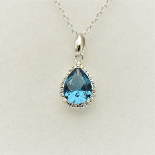  silver pendant with zirconia blue topaz 