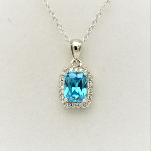 Hand made silver pendant with blue topaz M4631