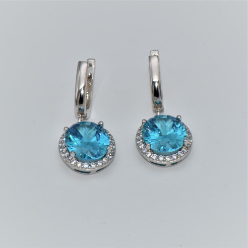  silver earrings  with blue topaz.