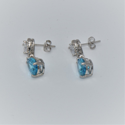 hand made silver earrings  with blue topaz (drops)