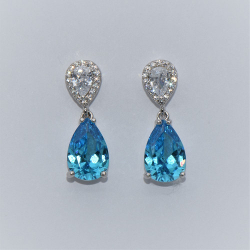 hand made silver earrings  with blue topaz (drops)