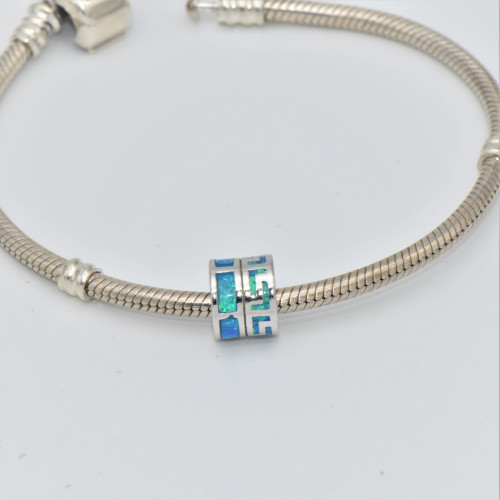 Silver Element with Blue Opal (meander)  hand made traditional Greek jewellery  M 5448