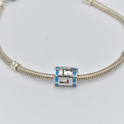 Silver Element with Blue Opal (meander)  hand made traditional Greek jewellery M 5454