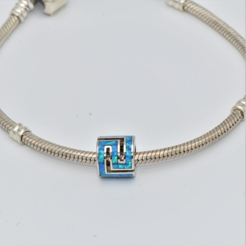 Silver Element with Blue Opal (meander)  hand made traditional Greek jewellery M 5459