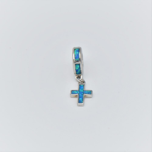 Silver Element with Blue Opal (cross)  hand made traditional Greek jewellery