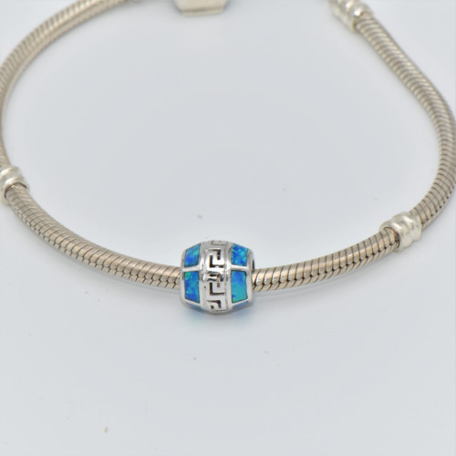 Silver Element with Blue Opal (meander)  hand made traditional Greek jewellery  M 5470
