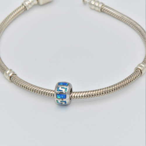 Silver Element with Blue Opal (meander)  hand made traditional Greek jewellery  M5446