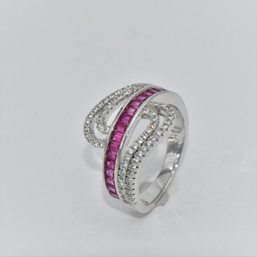 Hand made silver ring with ruby zirconia 04-04-2812ruby