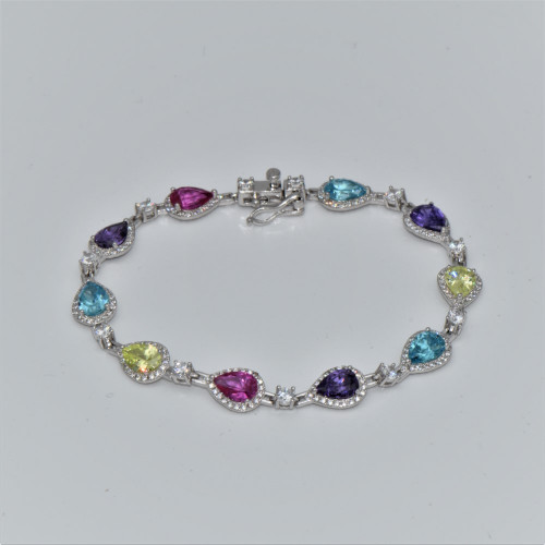 Silver bracelet with multicolor zirconia B 04-06-1546