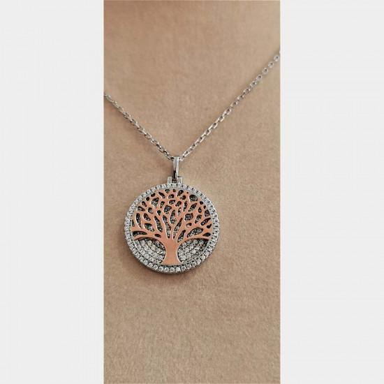 Hand made Silver necklace (tree of life) with zirconia K 04-07-2069