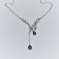 Hand made Silver necklace with blue zirconia (Tiger)