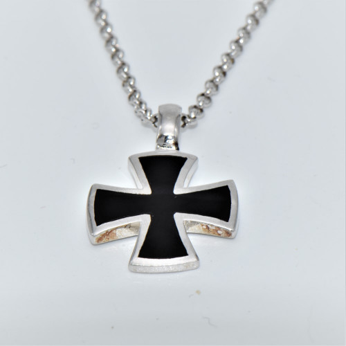 silver cross with onyx