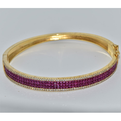 Hand made gold plated Silver bracelet with red zirconia