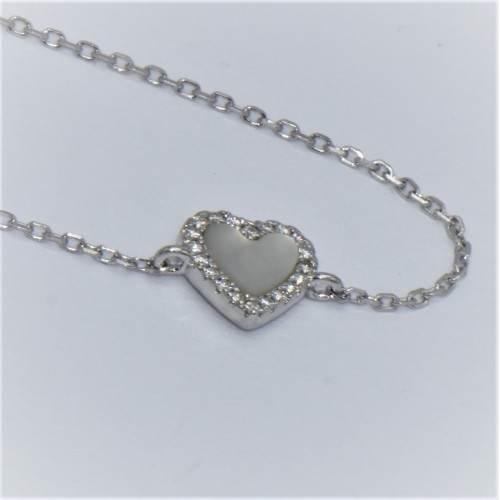 Hand made silver Bracelet with Zirconia (heart)
