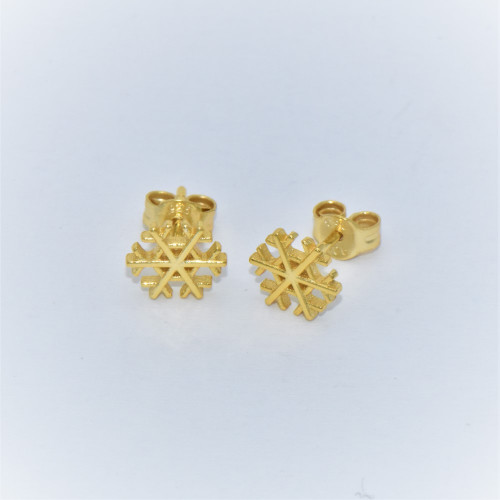 Hand made gold plated silver Earrings (snowflake)