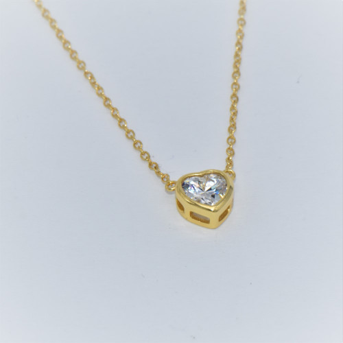 Hand made gold plated silver necklace with Zirconia (small heart)