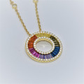 Hand made gold plated silver necklace with Zirconia (rainbow)