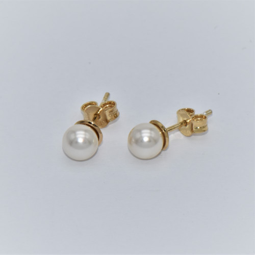 Hand made gold plated silver Earrings with pearls E3270