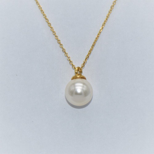 Hand made gold plated silver Necklace with pearl