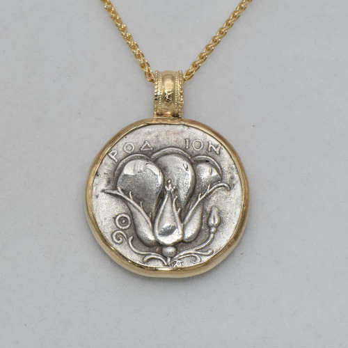  14K gold and 925 silver coin  pendant 