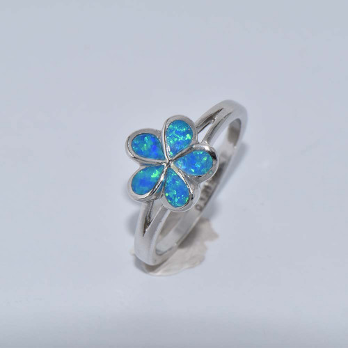 Silver ring with Blue Opal hand made traditional Greek jewellery D5610