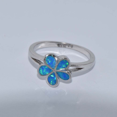 Silver ring with Blue Opal hand made traditional Greek jewellery D5610