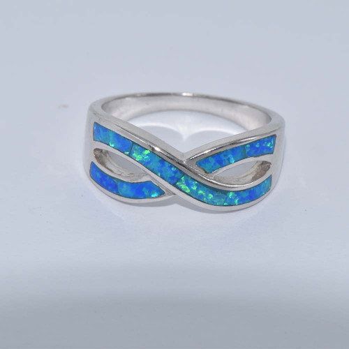 Silver ring with Blue Opal hand made traditional Greek jewellery  D5611
