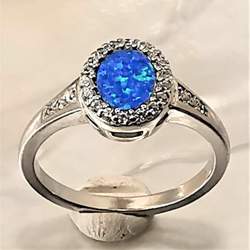 Silver ring with Blue Opal hand made traditional Greek jewellery  D5784