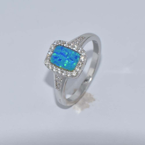 Silver ring with Blue Opal hand made traditional Greek jewellery  D5786