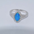 Silver ring with Blue Opal hand made traditional Greek jewellery  D5789