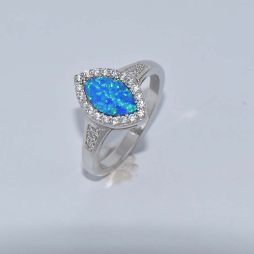 Silver ring with Blue Opal hand made traditional Greek jewellery  D5789