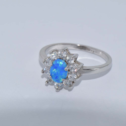 Silver ring with Blue Opal hand made traditional Greek jewellery  D5928