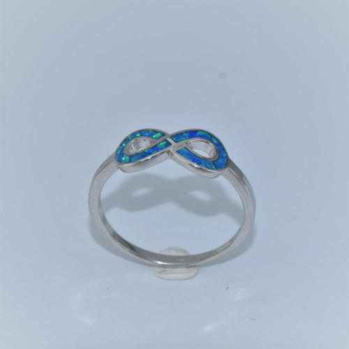 Silver ring with Blue Opal (Infinity) hand made traditional Greek jewellery