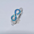 Silver ring with Blue Opal (Infinity) hand made traditional Greek jewellery