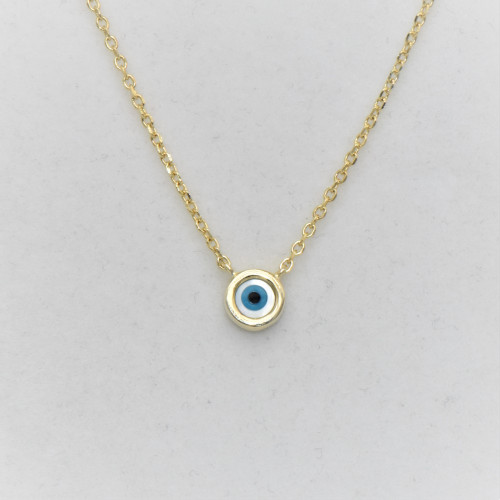 Hand made gold plated silver Necklace with (round eye)