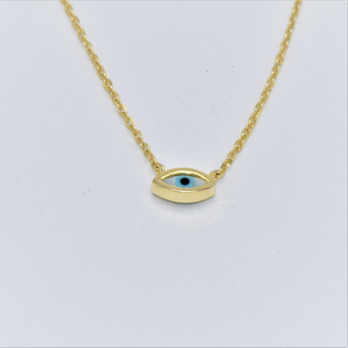 Hand made gold plated silver Necklace small eye