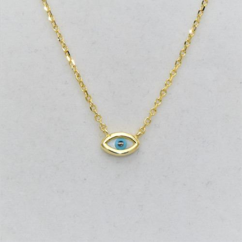 Hand made gold plated silver Necklace small eye