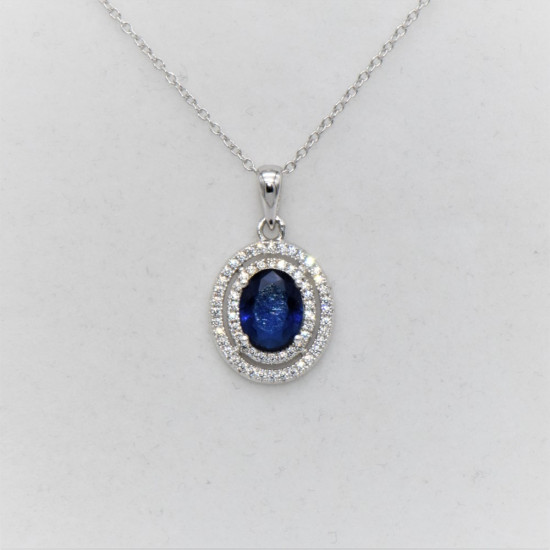 hand made silver pendant with blue zirconia