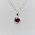 hand made silver pendant with red zirconia